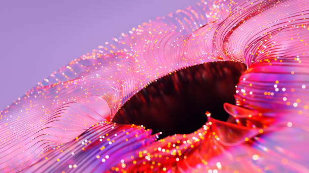 Abstract pink and red digital wave pattern with flowing lines